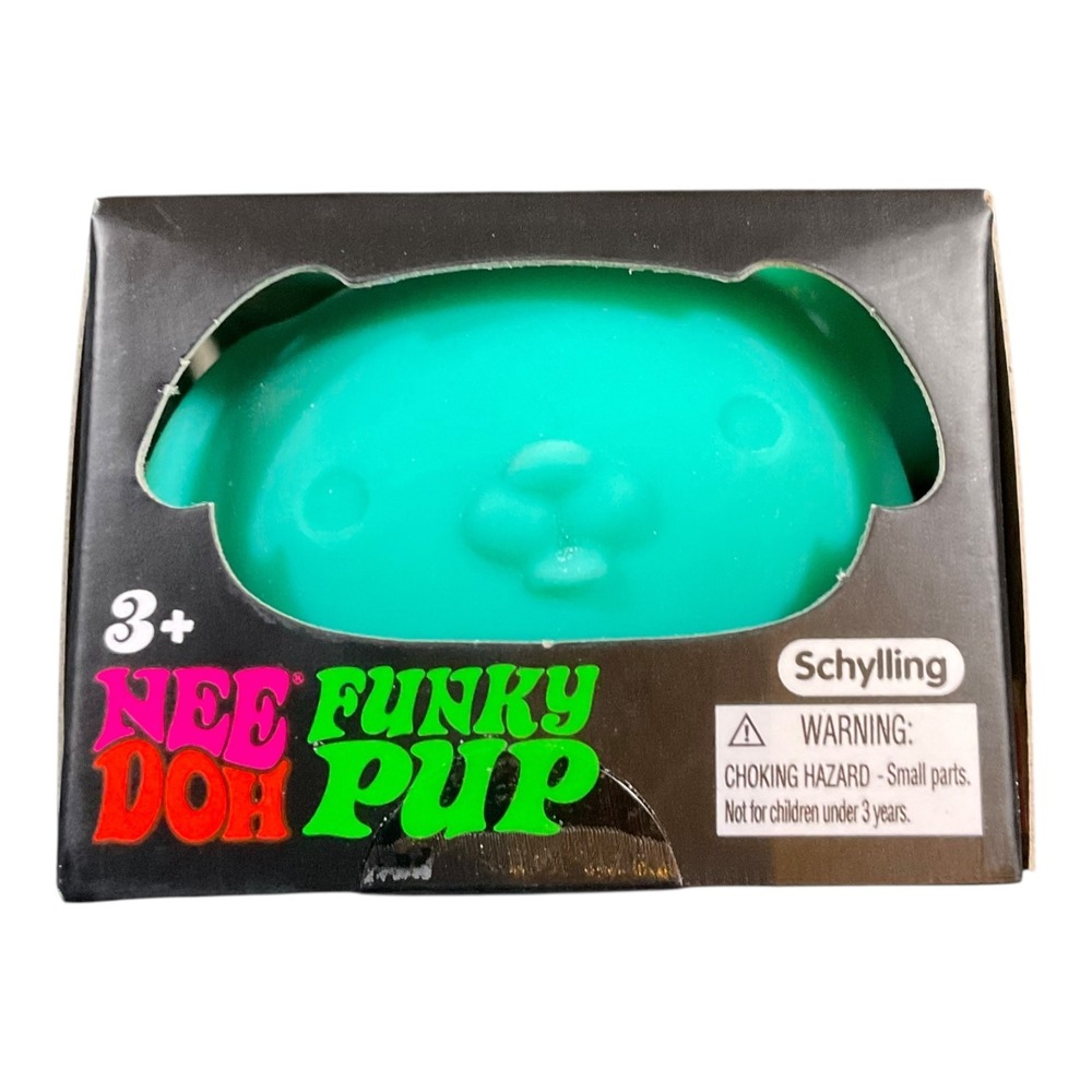 NeeDoh Funky Pup Teal Blue Squishy Stress Ball Fidget Toy Groovy Glob In Hand